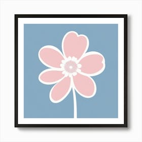 A White And Pink Flower In Minimalist Style Square Composition 128 Art Print