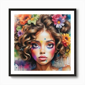 Girl With Flowers 6 Art Print