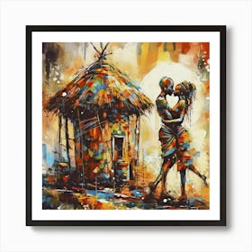 African Couple Kissing Art Print