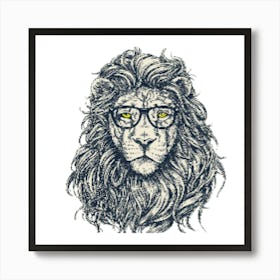 Lion With Glasses Art Print