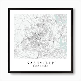 Nashville Tennessee Street Map Minimal Color Square Art Print