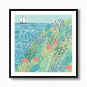 Lavender Ocean Square Art Print