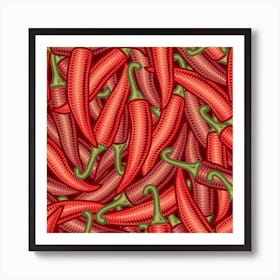 Seamless Chili Pepper Pattern Art Print