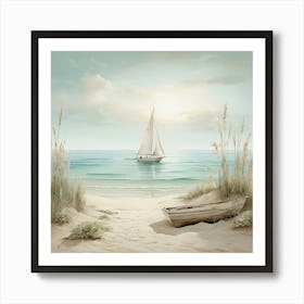 Sailboat On The Beach 3 Art Print