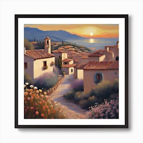 Sunset In The Village Art Print