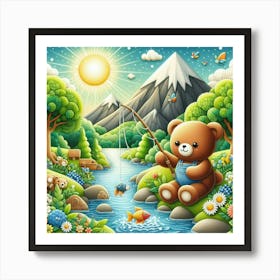 Teddy Bear Fishing 1 Art Print