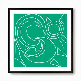 Green Cat Art Print