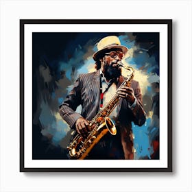 Jazz Musician Playing Saxophone Art Print