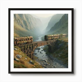 Train Crossing The Valley Art Print