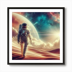 Astronaut Walking In The Desert Art Print