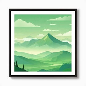 Misty mountains background in green tone 50 Art Print