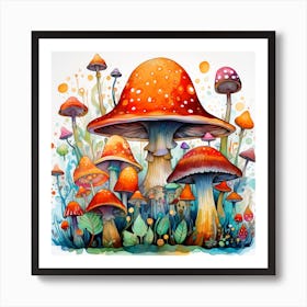 Colorful Mushrooms Art Print