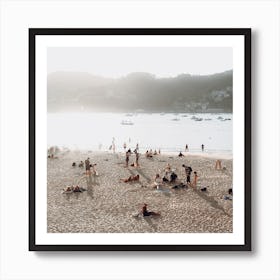 Beach Scene II, Colour St Sebastian, Spain Square Art Print