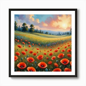 Poppies In The Meadow Art Print Art Print