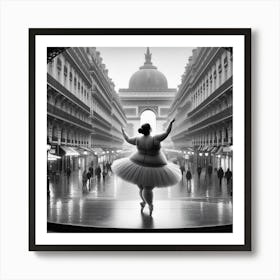 Ballerina In The Rain Art Print