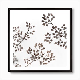 Dried Flowers In Winter White Snow Square Art Print
