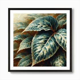 Blue Leaf Painting Art Print