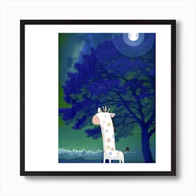 Giraffe At Night Art Print