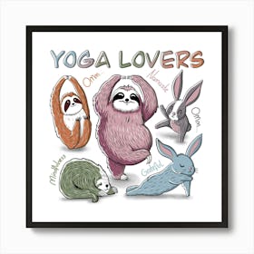 Yoga Lovers Funny Animal Characters Affiche