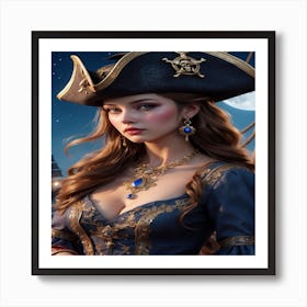 Portrait Of A Woman In A Pirate Costume Art Print