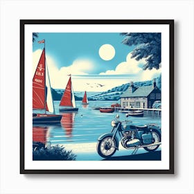 Chew valley lake sailing. Vintage  Art Print