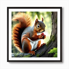 Squirrel In The Forest 371 Art Print