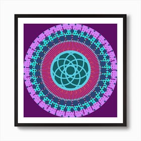 MidMod Boho Abstract Celestial Mandala Geometric in Purple, Lavender, and Turquoise Art Print