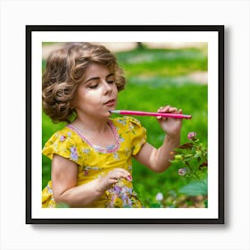 Little Girl In The Garden 2 Art Print