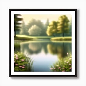 Pond landscape Art Print