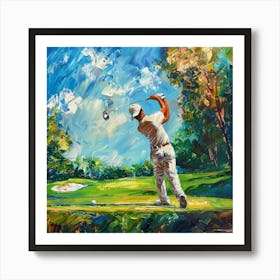 A Golfer Teeing Off Oil Painting Illustration 1718673251 2 Art Print