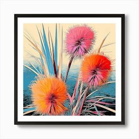 Andy Warhol Style Pop Art Flowers Fountain Grass 1 Square Art Print