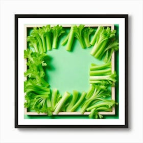 Green Celery In A Frame Art Print