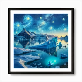 Van Gogh Painted A Starry Night Over An Arctic Iceberg 3 Art Print