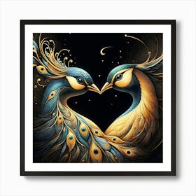 Peacocks In Love 1 Art Print