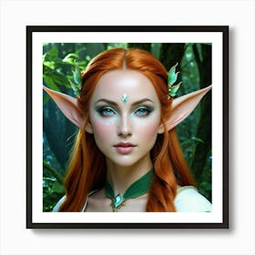 Elf Girl In The Forest Art Print