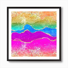 Vibrant Rainbow Glitter Agate Texture 01 Art Print