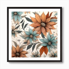 Watercolor Floral Pattern Art Print