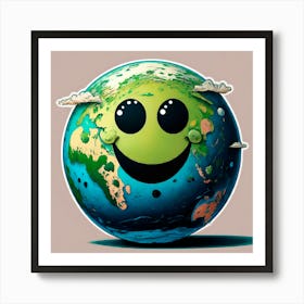 Earth Smiley Art Print