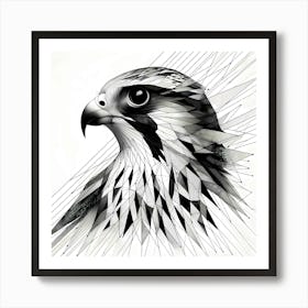 Falcon Head - Abstract Line Art Illustration 45 Art Print