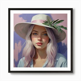 Portrait Of A Girl In A Hat Art Print