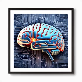 Brain On Circuit Board 14 Art Print