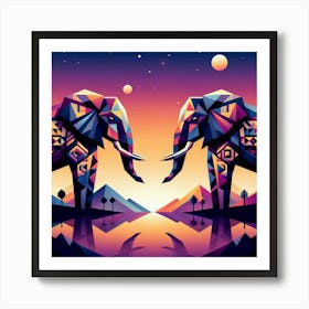 The Starry-Eyed Duo Elephants Art Print