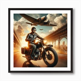 Man On A Motorcycle 5 Art Print