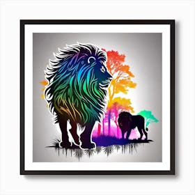 Lions In The Forest Art Print