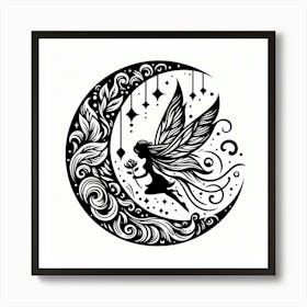 Fairy On The Moon Art Print