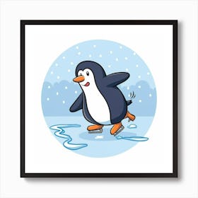 Penguin Ice Skating 3 Art Print