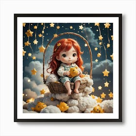 Little Girl In A Basket Art Print