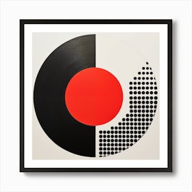 Abstract geometry - Black And Red Circle Art Print