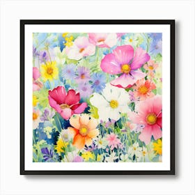 Watercolor Windflowers Garden 5 Art Print