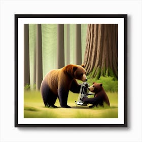 Bears In The Woods Art Print